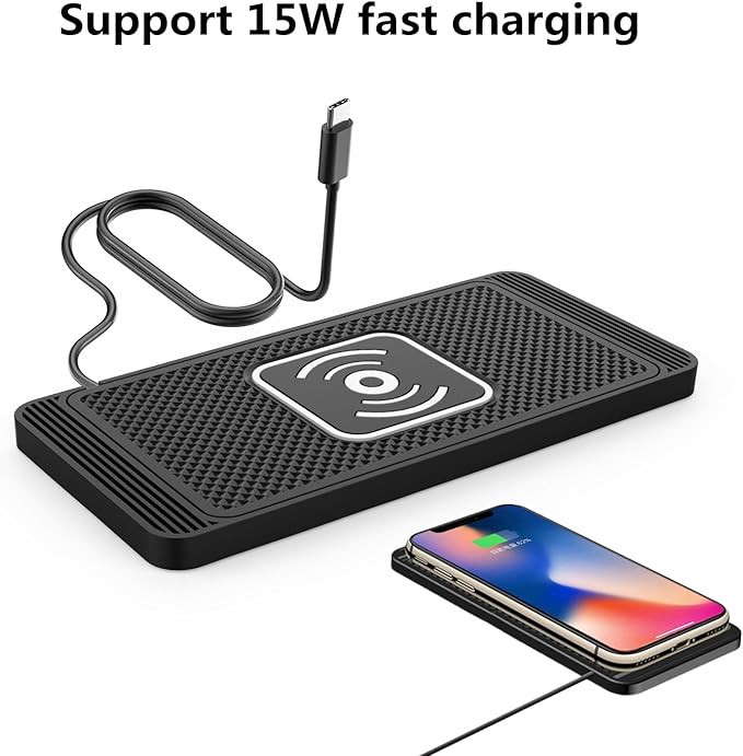 Wireless Charging Pad for Car for Jeep Gladiator, 15W Fast Wireless Charger Mat Non-Slip Silicone Car Center Console Phone Charging Pad,B/15W-USB