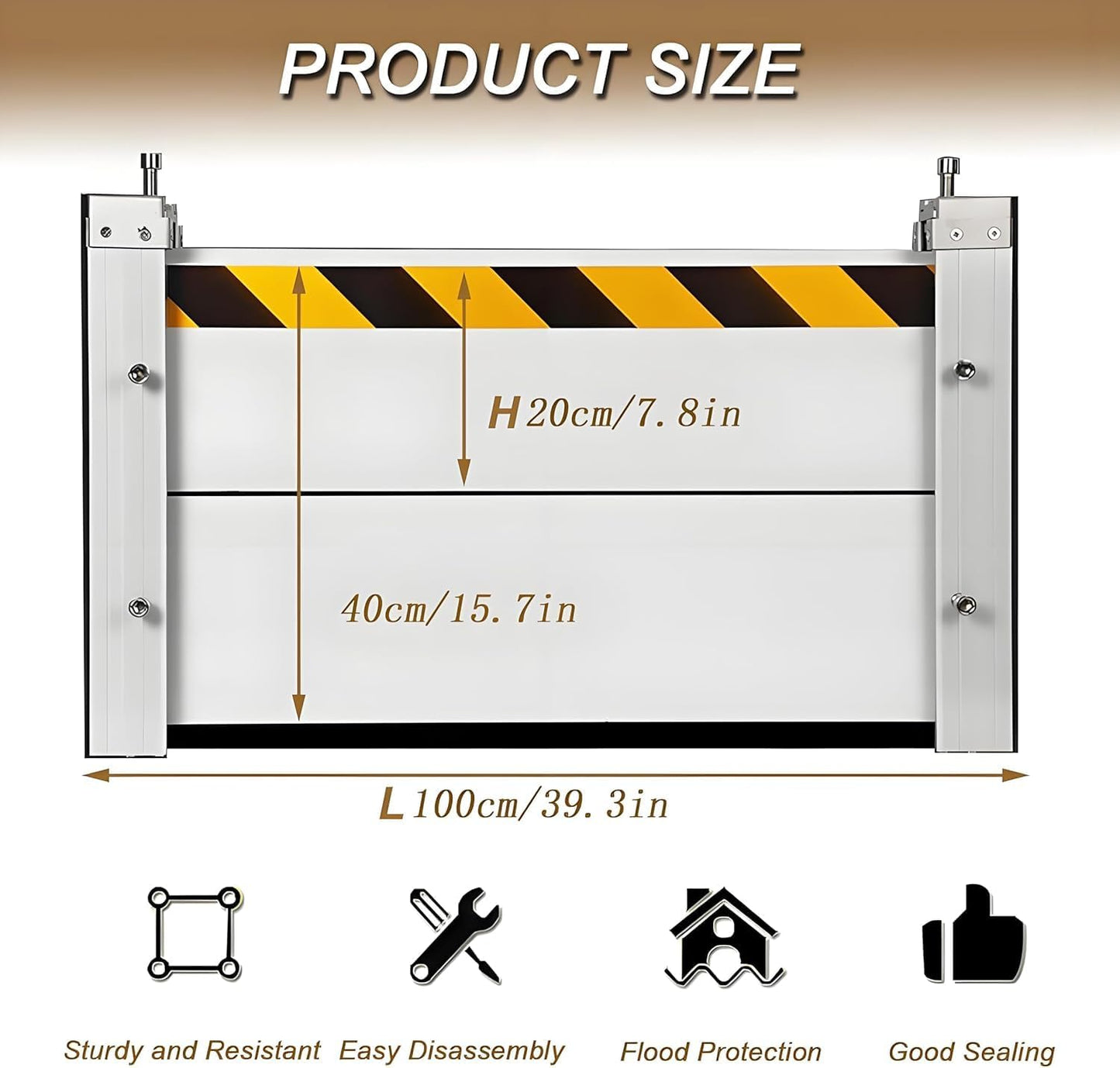 Flood Barriers for Home Exterior - Aluminum Alloy Outdoor Easy Flood Barrier Garage Doors Water Barriers for Flooding,H39.4 Inch/L13.5FT