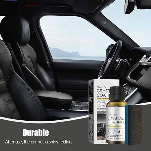 Crystal Coating for Car, 2026 New Plastic Parts Crystals Coating, Upgrade Plastics Parts Crystal Coating Plastic Restorer with Spong, Coatings Agent for Automotive Plastics (4Set)