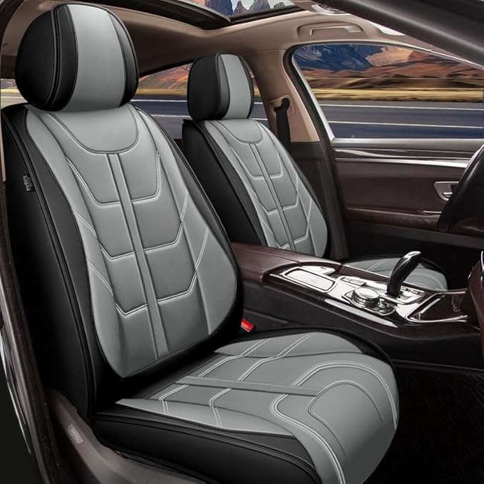 TTX LIGHTING Car Seat Covers fit for Chevrolet Cruze 2011-2019 Front Seat: Premium Leather Automotive Seat Cover with Airbag Compatible Waterproof (2 Seats, Black & Gray)