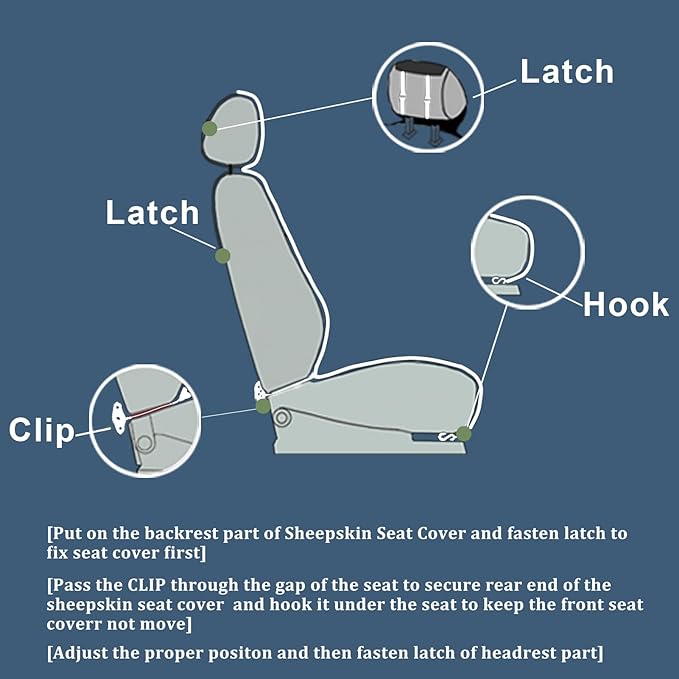 OGLAND 2 Pack Fluffy Sheepskin Car Seat Cover-Fuzzy Fur Auto Cushion for Universal Automotive Protector (Ivory White, 2 Pcs Front Seat Cover)