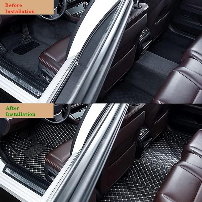 Custom Making Car Floor Mats Protection Pads for 99% Sedan/Coupe/Hatchback/SUV/Pickup Men Women Car Floor Mats Coverage Pads Anti-Slip Leather Floor Lining (Black White)