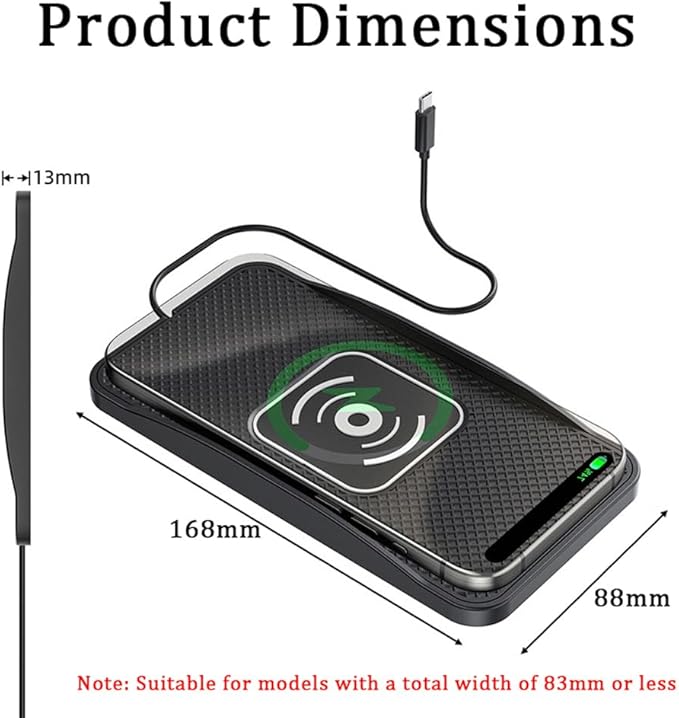 Wireless Car Charger Pad for Kia K5 2021-2026, Type-C/USB 20W Car Wireless Charger Non-Slip Phone Charging Pad Car Accessories,A 30cm Cable Type-C Plug