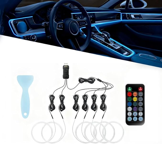 Car LED Strip Light for Volvo XC70 2010–2016, 6 in 1 Car Ambient Lighting Kits, Interior Interior Light Sync to Music, Auto Decorations Interior Accessories, 8M