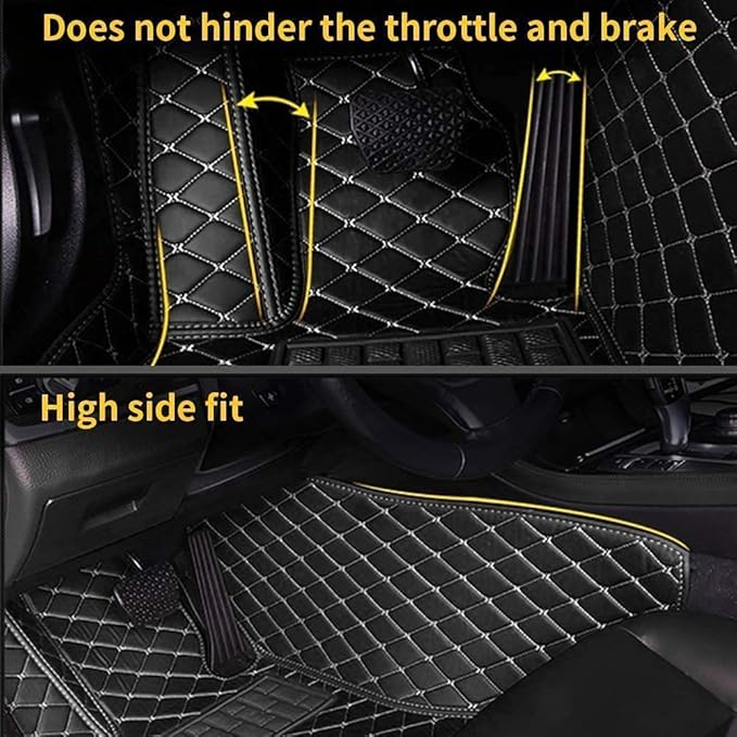 Custom Making Car Floor Mats Compatible for 2000-2025 All Mode Sedan SUV Sports Car Full Coverage Cute Pads Protection Non-Slip Leather Floor Liners (Brown)