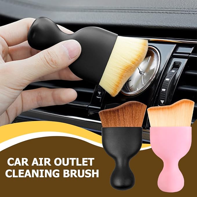 Blilo 2PCS Car Interior Detailing Brush with Dust Cover, Auto Soft Hair Cleaning Brushes, Scratch Free Curved Dirt Collectors, for Vehicle Dashboard Air Conditioner Vents Leather (Deep Purple/2PCS)