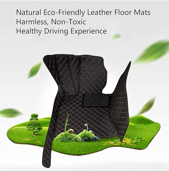 Custom Making Car Floor Mats for 95% Sedan SUV Sports Car Full Coverage Cute Men Women Pads Protection Non-Slip Leather Floor Liners (Black White Strips)