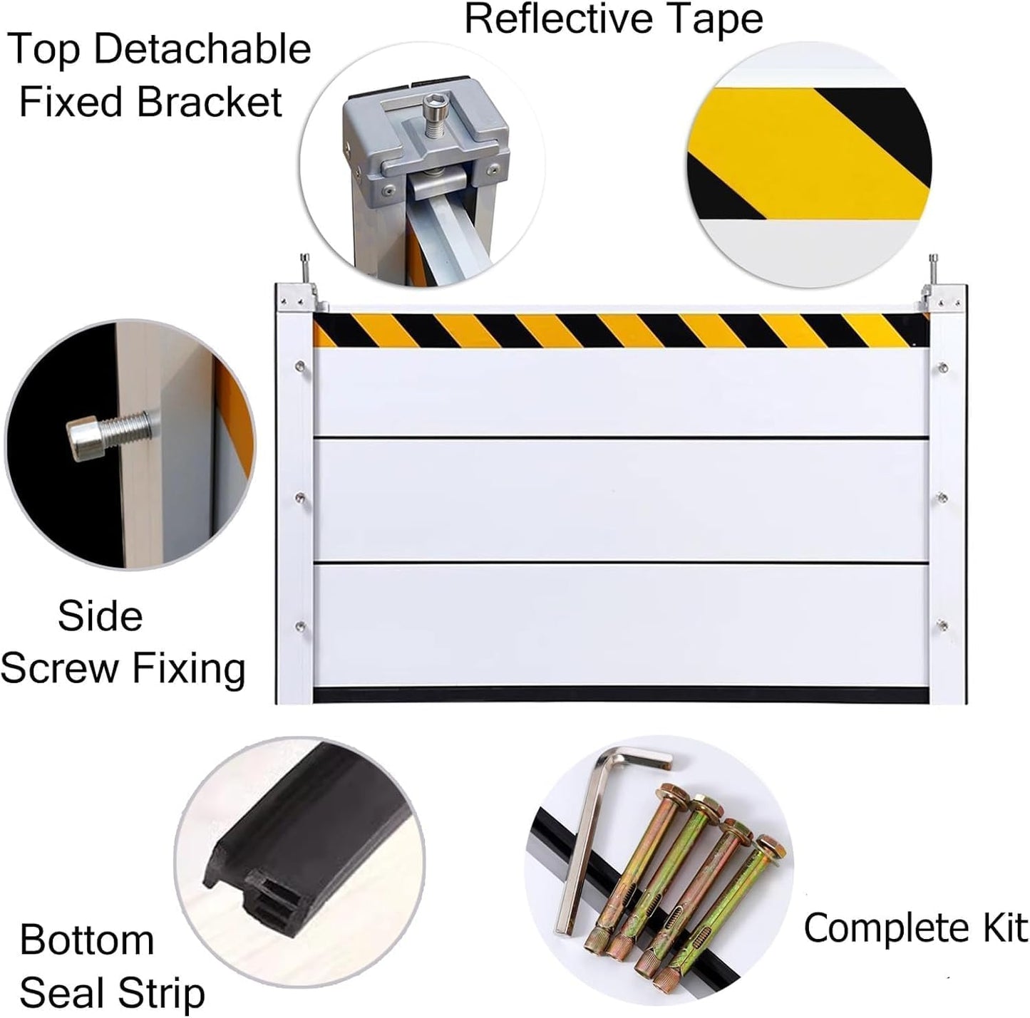 Reusable Heavy Duty Aluminum Flood Barriers for Home Exterior, Flood Protection Barriers Water Barrier Door Quick Detachable Garage Doors Detachable Mobile Rain Water Baffle ( H 15.7 inch L 5FT)