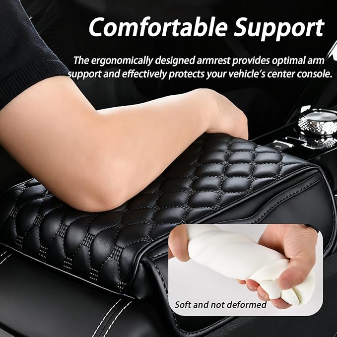 Car Center Console Cover for Volvo S40/S60/S70/S80/S90 234 964 P24 Y20 R TS AS Sedan, Thick Armrest Cushion Pad with Side Storage Pockets, Center Console Protector, Arm Rest Cover