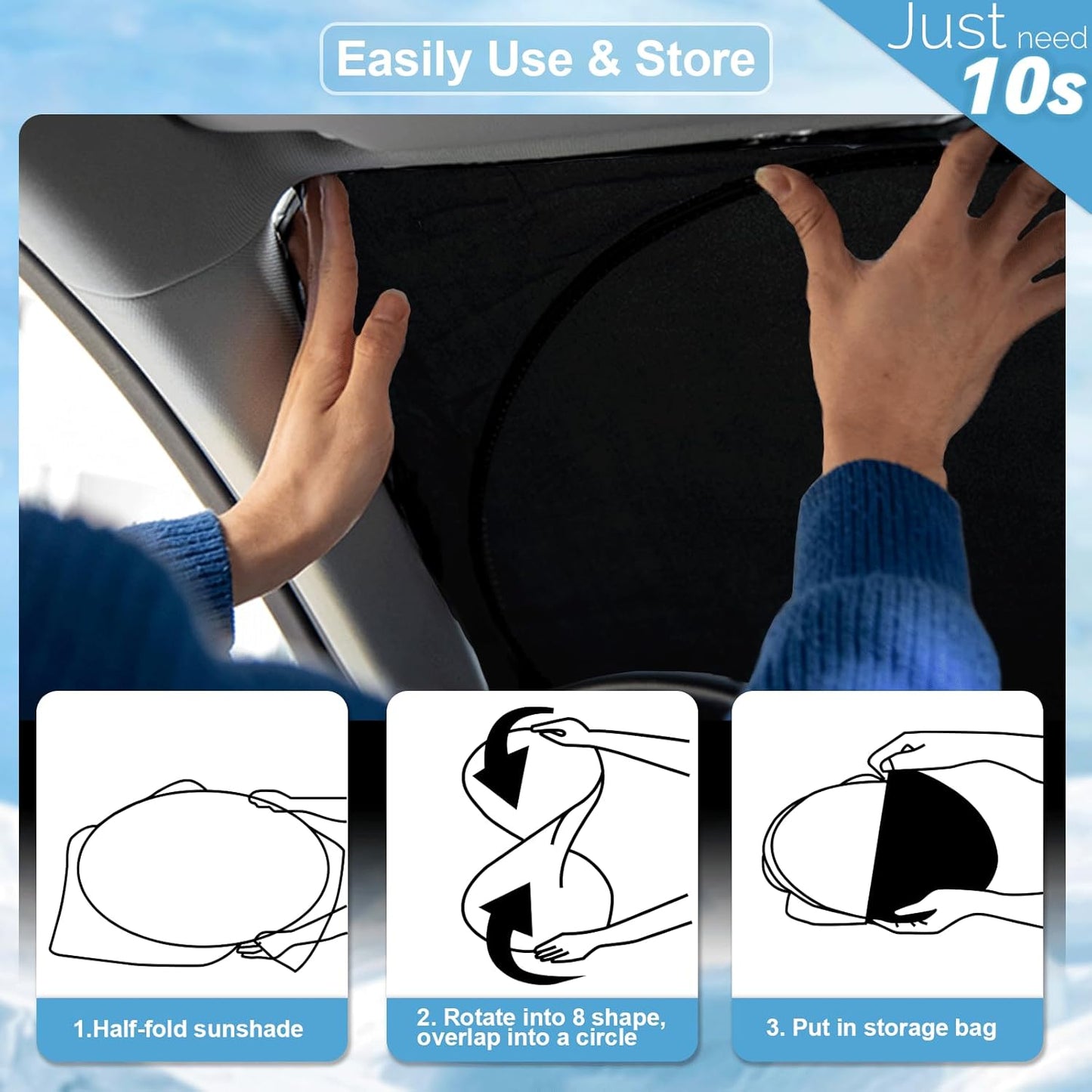 Custom Fit Telluride Windshield Sunshade for Kia Telluride 2020-2025 Front Window Shades Cover for Windshield Sun Visor Protector 210T Reflector Block Heat and Sun Protection Cooler Car Accessories