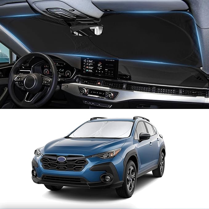 Custom Fit 2025 2026 Crosstrek Wagon Sunshade for 2024 2023 2022 2021 2020 2019 2018 Subaru Crosstrek Wagon Accessories Front Window Sun Shade Shield Cover for Windshield Foldable Sun Visor Protector
