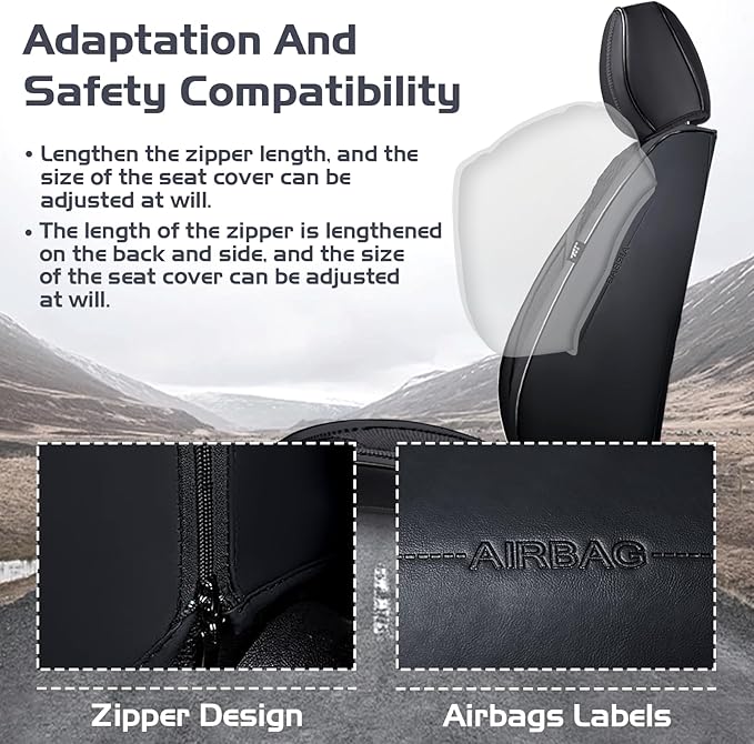 Truck Seat Covers for Chevy Silverado 2500 2007-2026, Waterproof Premium Leather Full Coverage Car Seat Cover, Muscle Sport Style Auto Interior Seat Cover Sets (Front Set/Black)