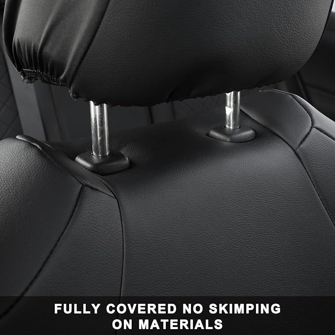 GIANT PANDA Full Set Car Seat Covers Custom Fit for Toyota Rav4 2013 2014 2015 2016 2017 2018 Rav 4 LE (Not for Hybrid Version),Front and Rear/Back Faux Leather Seat Covers, Polyester Fiber(Black)