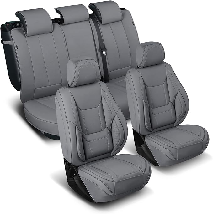 Coverland Custom Fit Car Seat Covers for Car Compatible with [Elantra, Mazda3, Passat, Impreza, Golf, Matrix] Premium Waterproof Non-Slip Interior Seat Protector [Full Set Dark Gray- Size Chart X54]