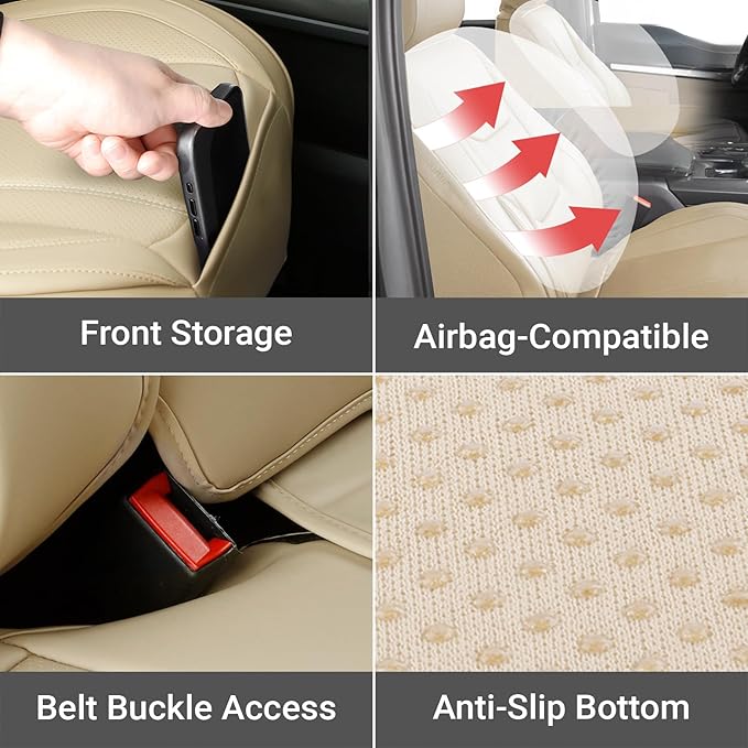 Coverland Custom Fit Car Seat Covers for Car Compatible with [2010-2016 Mercedes-Benz E-Class Sedan, Wagon] Premium Waterproof Non-Slip Interior Seat Protector [Full Set Beige - Size Chart X67]