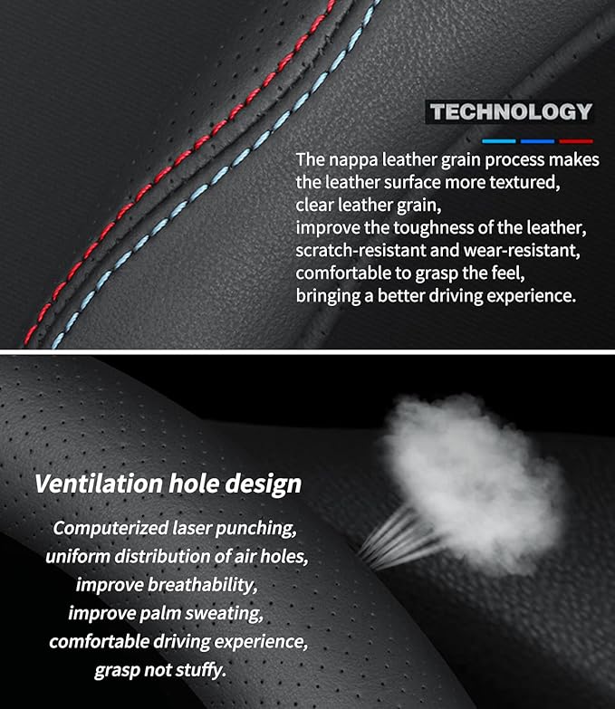 Custom-Fit Leather Car Steering Wheel Cover for Jeep, A-Style, Non-Slip, Breathable