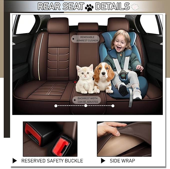 Leather Car Seat Covers Fit for Toyota Prius Prime 2017-2024, 5 Seater Car Seat Cover, Premium Waterproof, Scratch Resistant Car Interior Accessories (Full Set with Pillow Coffee)