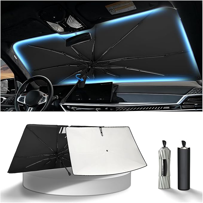 KUST Custom Fit Windshield Sun Shade Umbrella for Subaru Ascent 2019-2025 2026 | Foldable Sunshade with Bendable Handle | Blocks Heat & UV Scratch Resistant Keep Cool Sunshield