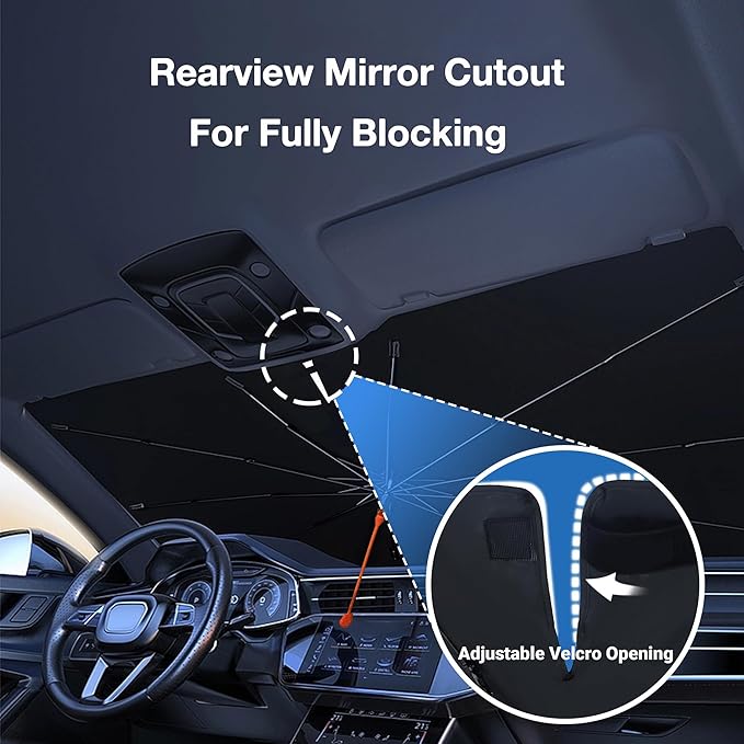 CHILL·TEK Funny Car Windshield Sun Shade Umbrella, Checkered Car Sun Shade Umbrella, Block UV Rays Heat Foldable Windshield Umbrella Sun Visor Protector - Keep Vehicle Cool for Cars SUV