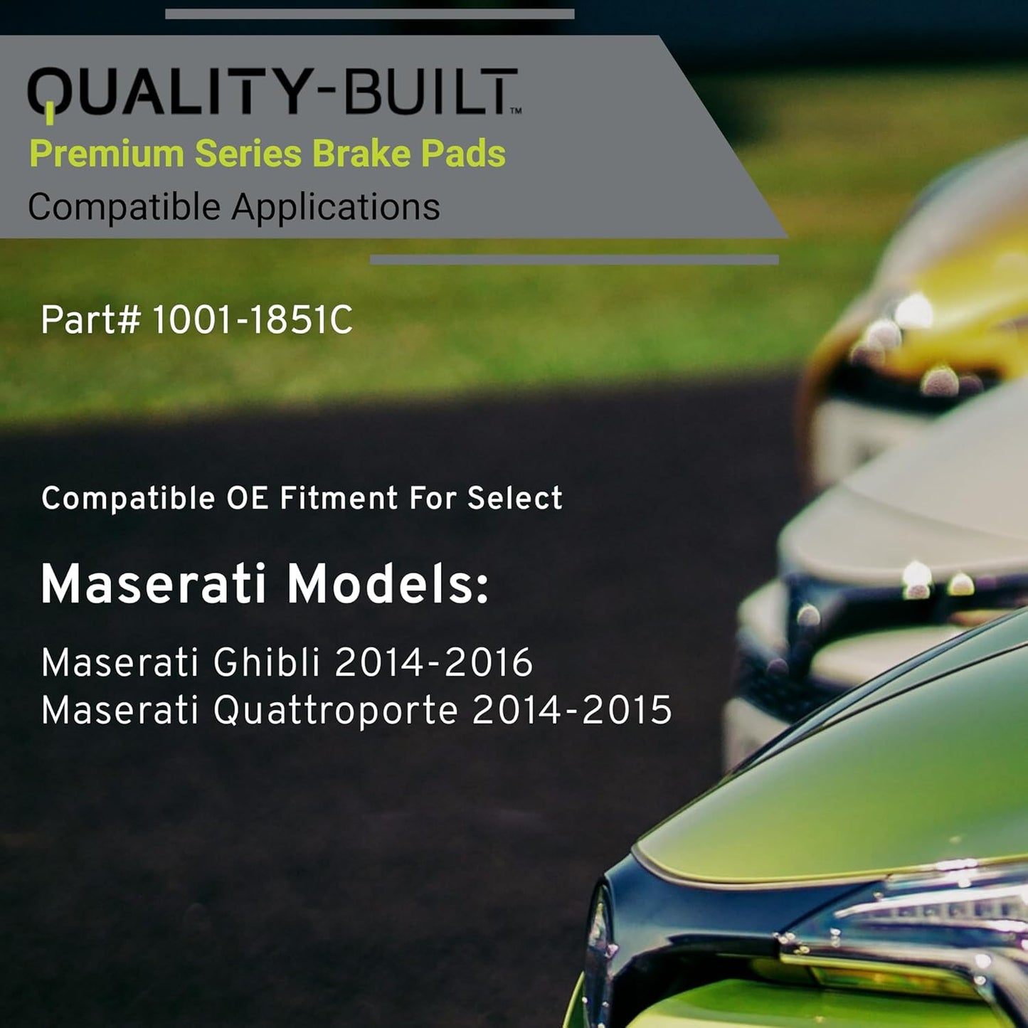 Premium Ceramic Rear Brake Pads (1001-1851C) Compatible with Maserati Ghibli 2014-2016, Maserati Quattroporte 2014-2015