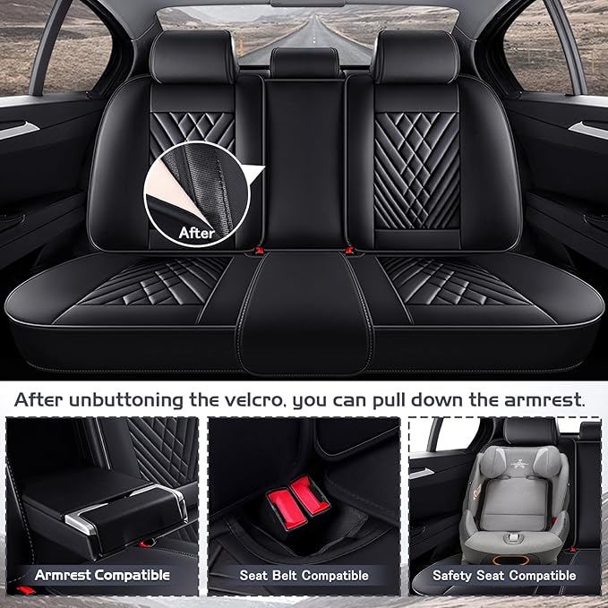 Truck Seat Covers for Chevy Silverado 1500 2007-2026, Waterproof Premium Leather Full Coverage Car Seat Cover, Muscle Sport Style Auto Interior Seat Cover Sets (Full Set/Black)