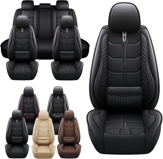 Leather Car Seat Covers Fit for Toyota Yaris iA 2017-2018, 5 Seater Car Seat Cover, Premium Waterproof, Scratch Resistant Car Interior Accessories (Full Set Black)