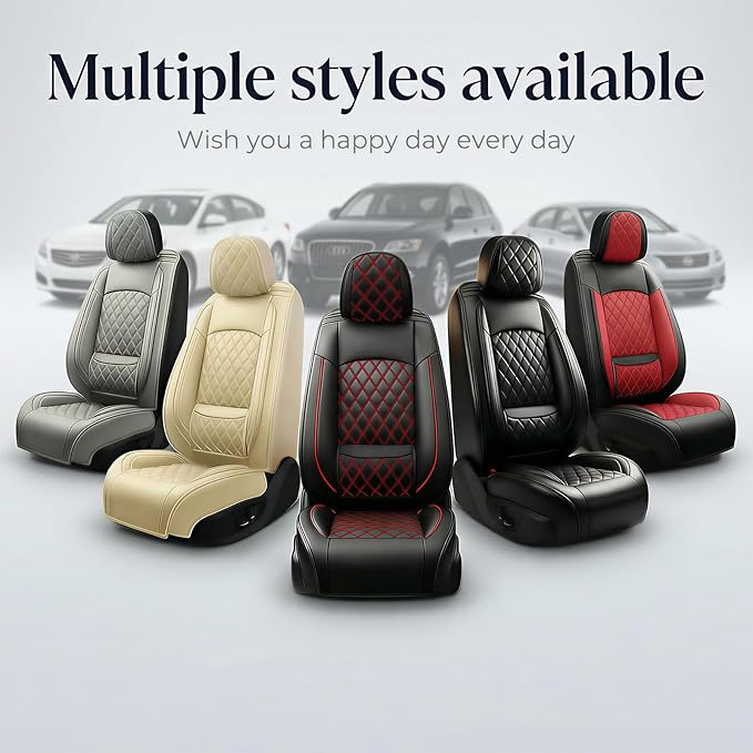 Fit for Sonata Car Seat Covers Compatible with Hyundai Sonata 2004-2026-Waterproof Breathable Leather Automotive Seat Cushions Protector, Airbag Compatible, Full Set 5 Seats(Red)