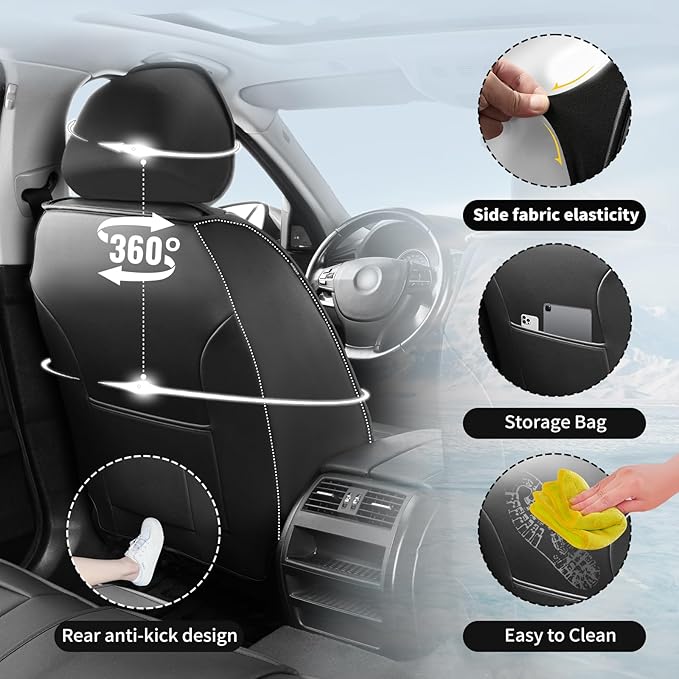 Fit Tucson Car Seat Covers Compatible with Hyundai Tucson 2010-2024 2026, Premium Leather Breathable, Wear Resistant, Airbag Compatible, All-Weather & Full Coverage, Full Set Red Line Black
