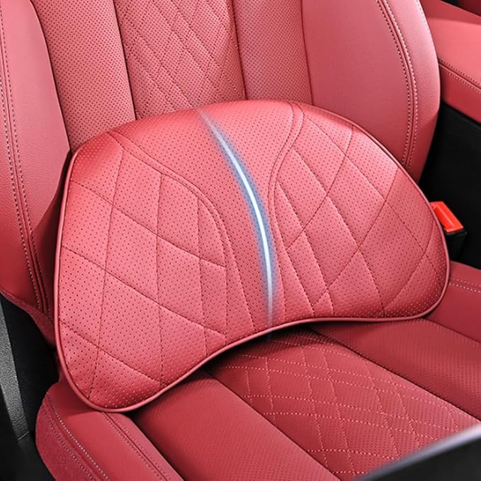 for Chevy Silverado 2007 2008 2009 2010 2011 2012 2013 Leather Car Seat Headrest Lumbar Cushion, Lumbar Support Pillow for Car,for Driving Traveling Relieving Neck Fatigue,2-B Black
