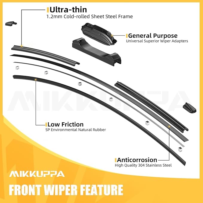 MIKKUPPA 24"+18"+12" Windshield Wiper Blades Replacement for 2005-2012 Nissan Pathfinder, 2005-2015 Nissan Xterra, Front & Rear Wiper Blades Set, Durable Stable Quiet All Season (Pack of 3)