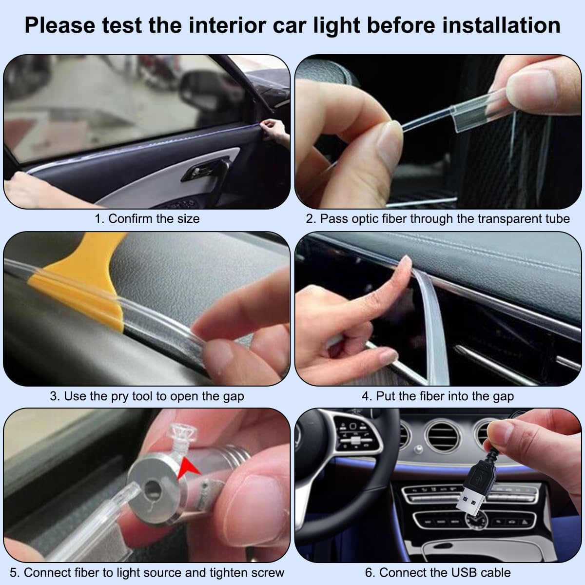 Car LED Strip Lights, LEDCARE 9 in 1 RGB Car Interior Lights with APP & Remote Control, 16 Million Colors Ambient Lighting Kit with 5 Fiber Optic LED Strips & 4 Under Dash Lights, Sync to Music