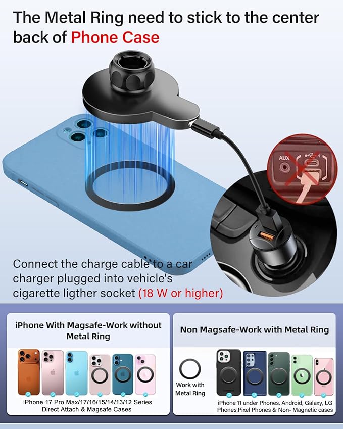 PZK Car Phone Mount for Honda CRV CR-V 2017 2018 2019-2020 2021 2022 Accessories 5th Gen CRV Custom Air Vent Phone Holder Magnetic 15W Fast Wireless Charger 360° Rotation Automobile Cradles