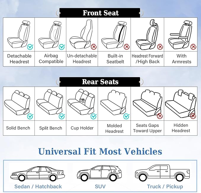Coverado Seat Covers, Car Seat Covers Front Seats, Nappa Leather Seat Covers for Cars, Waterproof Car Seat Protector with Lumbar Support, Front Seat Covers Universal Fit for Most Cars (Black&Red)