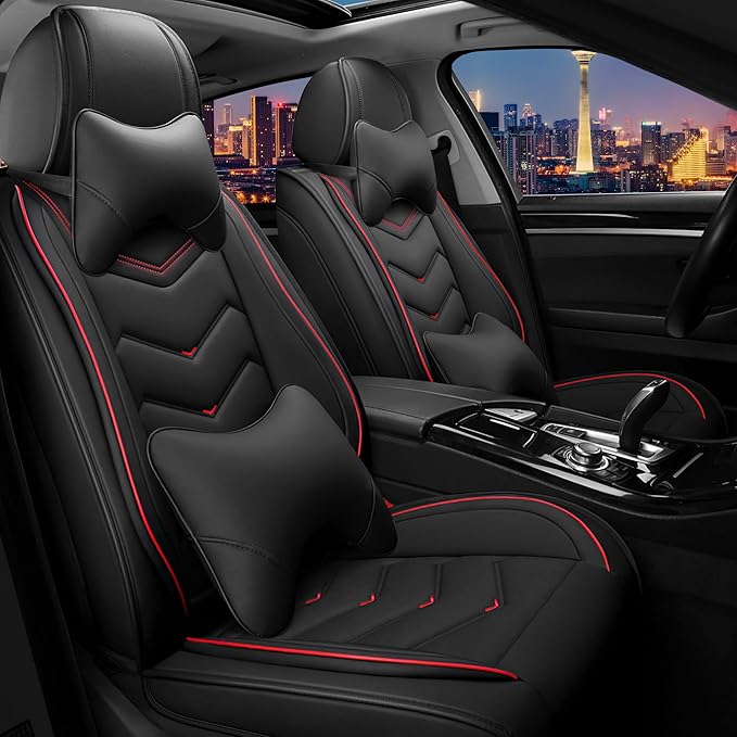 CTDS Car Seat Covers for Nissan Altima 2001-2026, Stylish Sport Seat Cover, Premium Nappa Leather Car Seat Cover. Automobile Seat Covers Sets.(Luxury 2 Seats/Black)