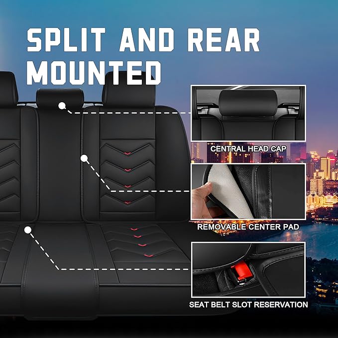 CTDS Car Seat Covers for Jeep Grand Cherokee L 2021-2026, Stylish Sport Seat Cover, Premium Nappa Leather Car Seat Cover. Automobile Seat Covers Sets.(Standard 5 Seats/Black Red)