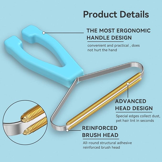 Pet Hair Remover 3-Pack,Dog Cat Hair Remover,Lint Shaver Cleaner Pro,Fur Removal Tool,Portable Carpet Scraper,Fuzz Rollers Hairball Brush for Carpets,Clothes,Car Mats,Couch,Pet Bed,Furniture
