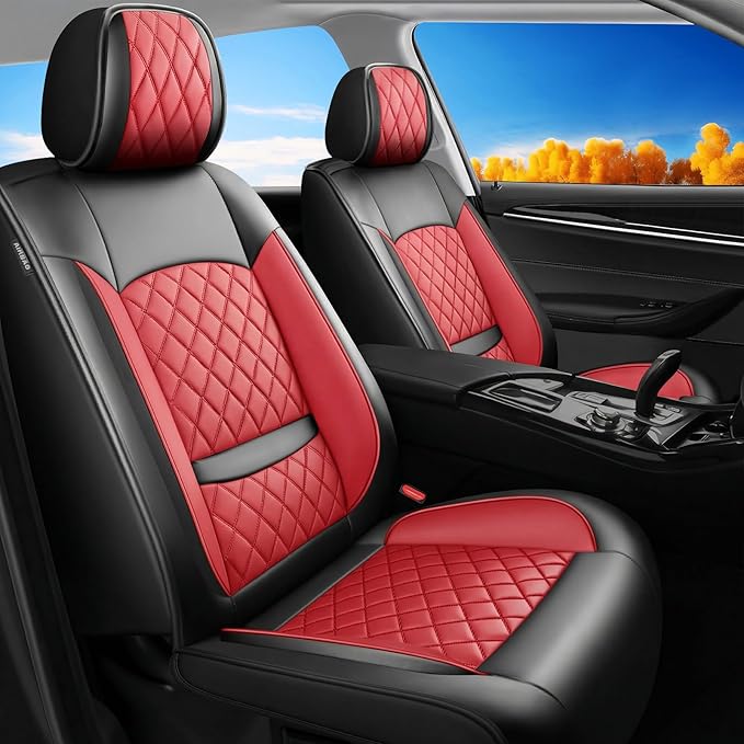 Fit for Venue Seat Covers Compatible with Hyundai Venue 2020-2026 - Waterproof Breathable Leather Automotive Seat Cushions Protector,Airbag Compatible,Full Set 5 Seats(Red)