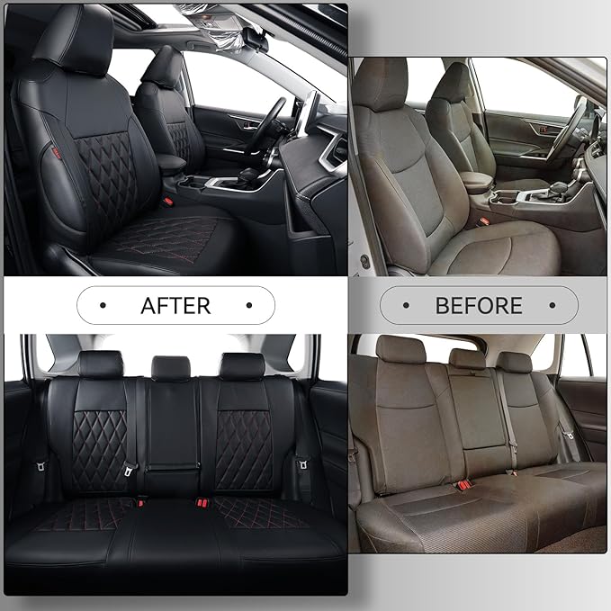 coverdream 2026 Rav4 Seat Covers Custom Fit for 2026 Toyota Rav4 Hybrid (SE,XSE) & PHEV GR Sport SUV,Full Set Luxury Waterproof Leather Car Seat Protector