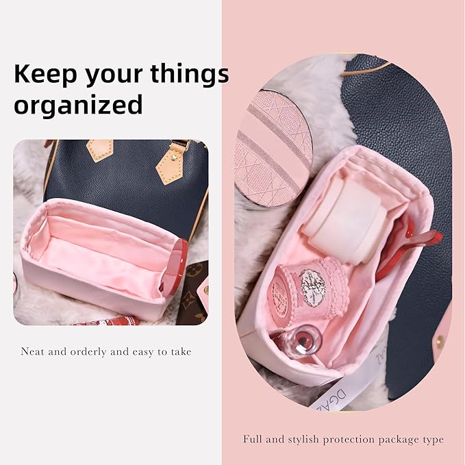 DGAZ Silk Purse Organizer Insert Fits LV Speedy 16/20/25/30/35/45 bags，Silky Smooth Bag Organizer，Luxury Handbag & Tote Shaper（Pink，SP30）