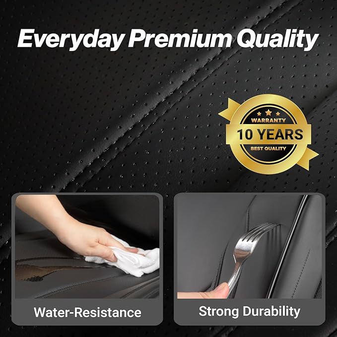 Coverland Custom Fit Car Seat Covers for SUV Compatible with [Kia Sportage, Sportage Hybrid] Premium Car Seat Cover Water Resistant Leather Non-Slip Interior Protector [Full set Black -Size Chart X75]