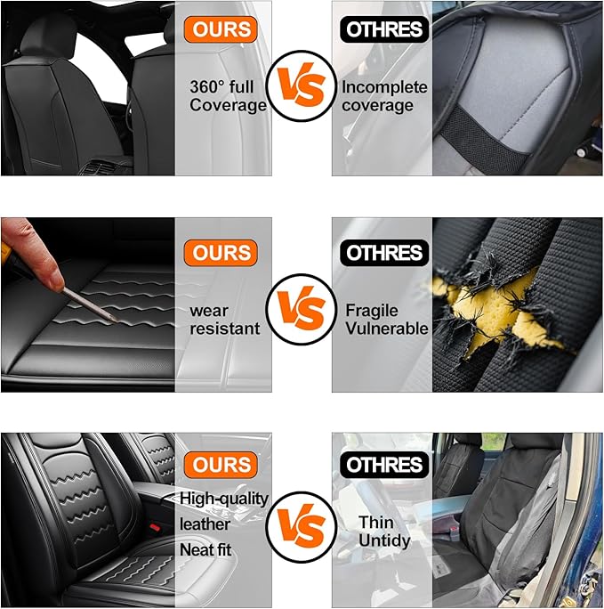 CX-7 Car Seat Covers Custom Fit for Mazda CX-7 2007-2012, Full Coverage Premium Leather Waterproof Breathable Seat Covers Automotive Seat Protectors, Airbag Compatible(Full Set, Seats, Black)
