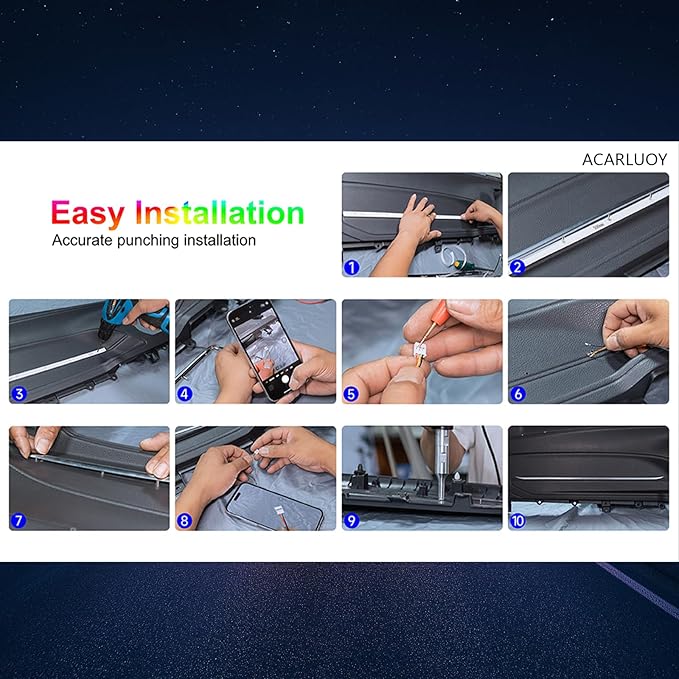 Acrylic Interior Car LED Strip Light WithWireless APP, for Toyota Camry XV70 2018, 2019, 2020, 2021, 2022, 2023, 2024 RGB 6 in 1 Wth 256 LEDsFiber Optic Ambient Lighting Kits