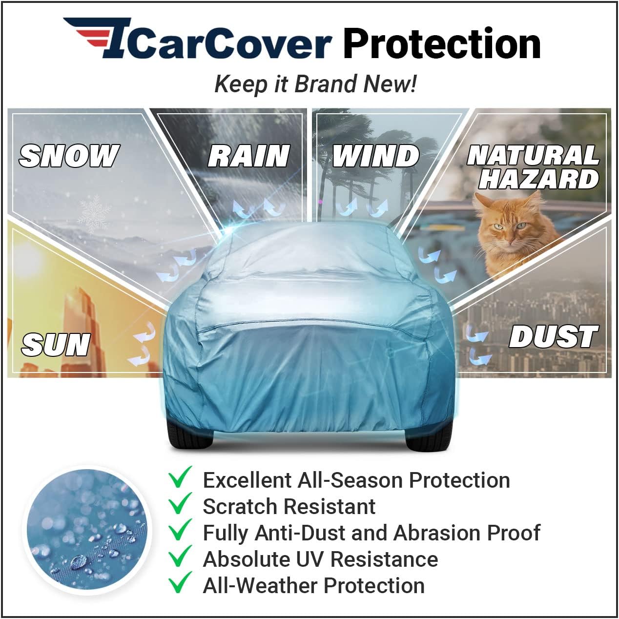 iCarCover Premium Car Cover for 1998-2000 Chevy Metro Heavy Duty Waterproof All Weather Automobiles Custom Fit Indoor Outdoor UV Snow Protection Covers with Straps and Bag