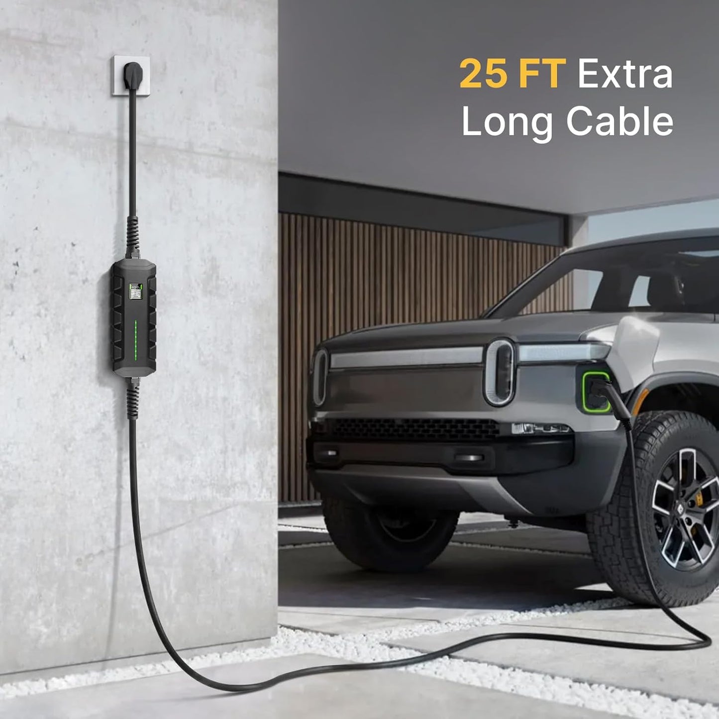 Level 2 EV Charger ETL Certified, 40A 9.6KW Home Charging Station, Plug-in NEMA 6-50 240V, Portable EV Charger with 25FT Cable for SAE J1772 Cars