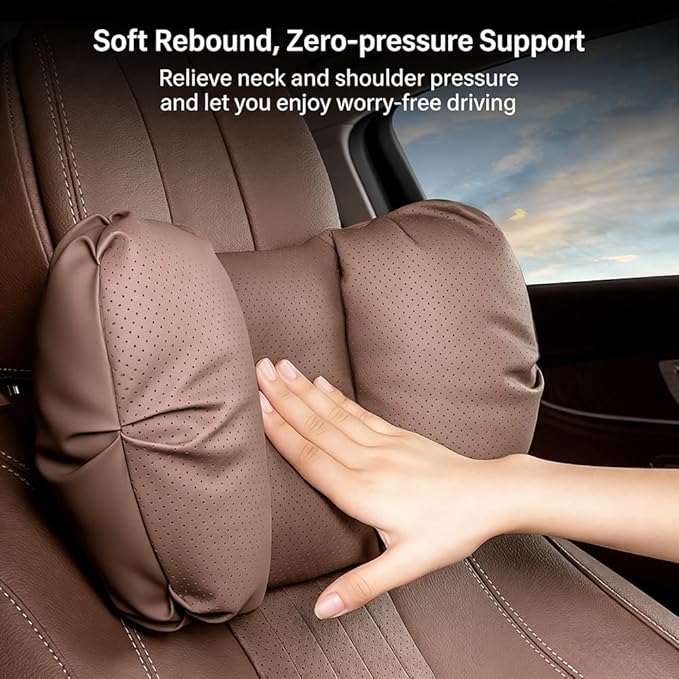 Car Neck Pillow & Lumbar Support for Porsche Panamera 971 Sport Turismo 2017-2020 Ergonomic Breathable Mesh Auto Seat Back Cushion Headrest,Brown-Neck & Lumbar Set