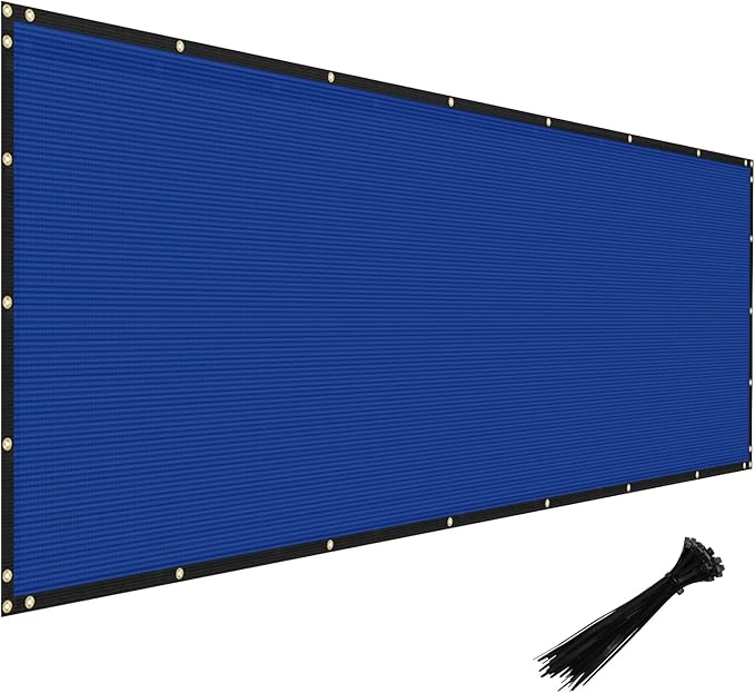 Windscreen4less Privacy Fence Screen Heavy Duty Windscreen Fencing Mesh Fabric Shade Net Cover with Brass Grommtes for Outdoor Wall Garden Yard Pool Deck, 8'x131' Blue