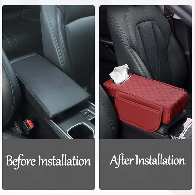 Car Center Console Armrest Pad for Lincoln, Leather Cover with Storage Pocket & Tissue Box Holder, Memory Foam Cushion for Aviator Standard SUV 2020-2025,Multi-Colored