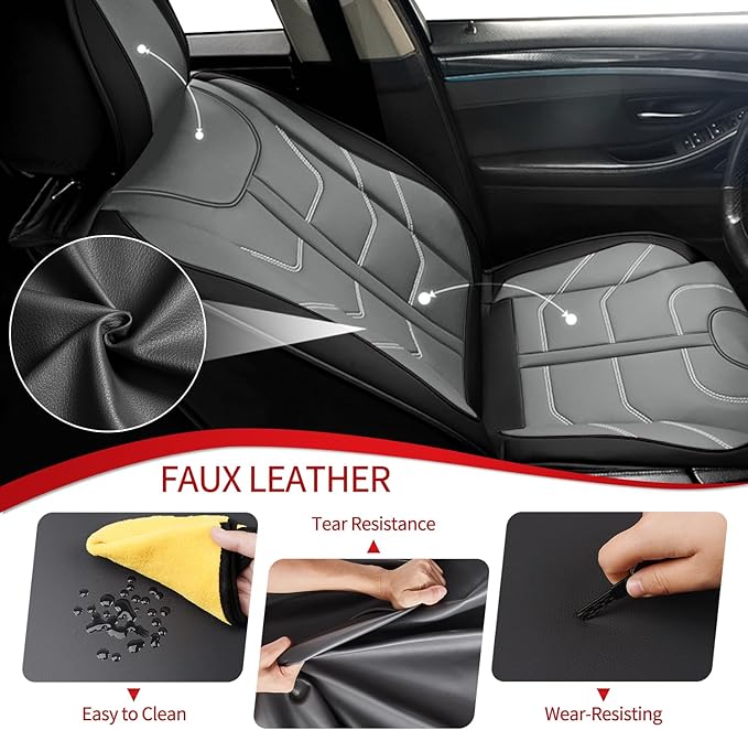 TTX LIGHTING Car Seat Covers fit for Cadillac XT5 2017-2026 Full Set: Premium Leather Automotive Seat Cover with Airbag Compatible Waterproof (5 Seats, Black & Gray)