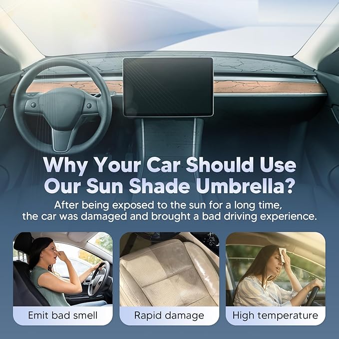 Autorder Windshield Sun Shade Umbrella for 2022-2025 2026 Toyota Corolla Cross Accessories,Upgraded Ice Crystal Material,Easy Setup Umbrella Sunshade for Car Windshield,100% Sun Blocking