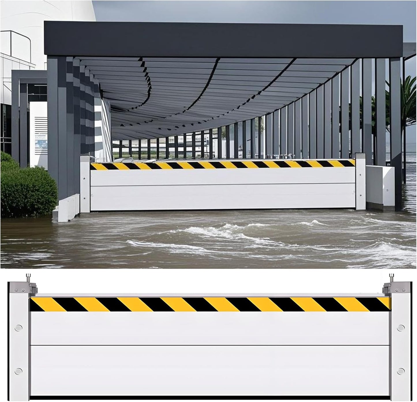 Flood Barriers for Home Exterior - Aluminum Alloy Outdoor Easy Flood Barrier Garage Doors Water Barriers for Flooding,H23.6 Inch/L7FT